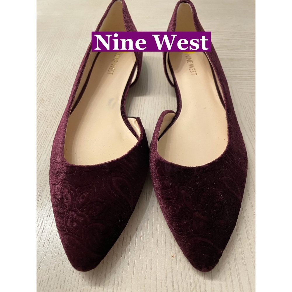 Nine West Purple velvet brocade Flats Sz 9 NEW